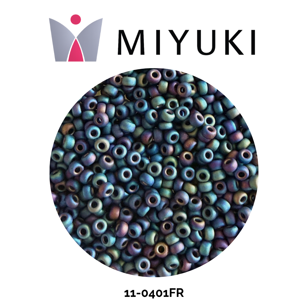 Miyuki Rocalla 11/0 11-0401FR Opaque Matte AB Black 10g