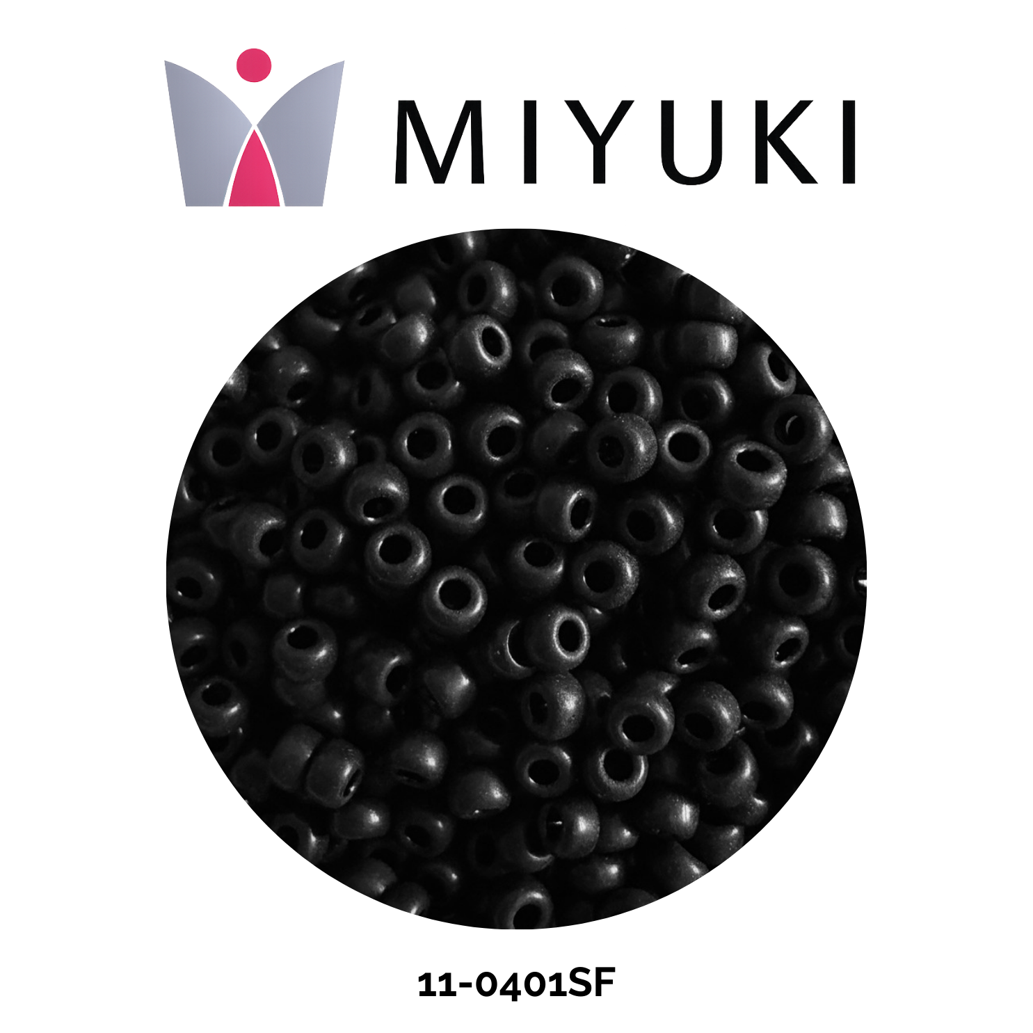 Miyuki Rocalla 11/0 11-0401SF Opaque Semi Frosted Black 10g