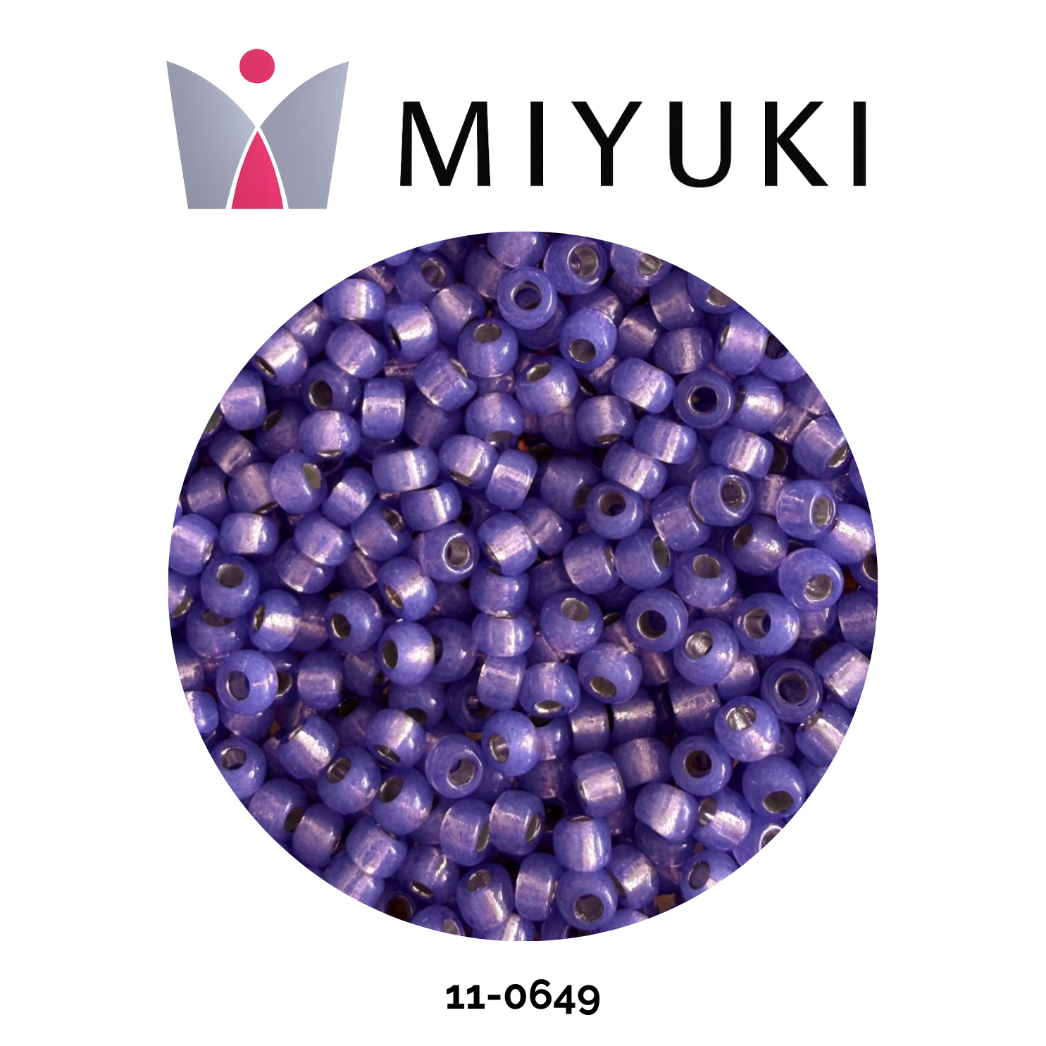 Miyuki Rocalla 11/0 11-0649 Silverlined Alabaster Dyed Violet Purple 10g