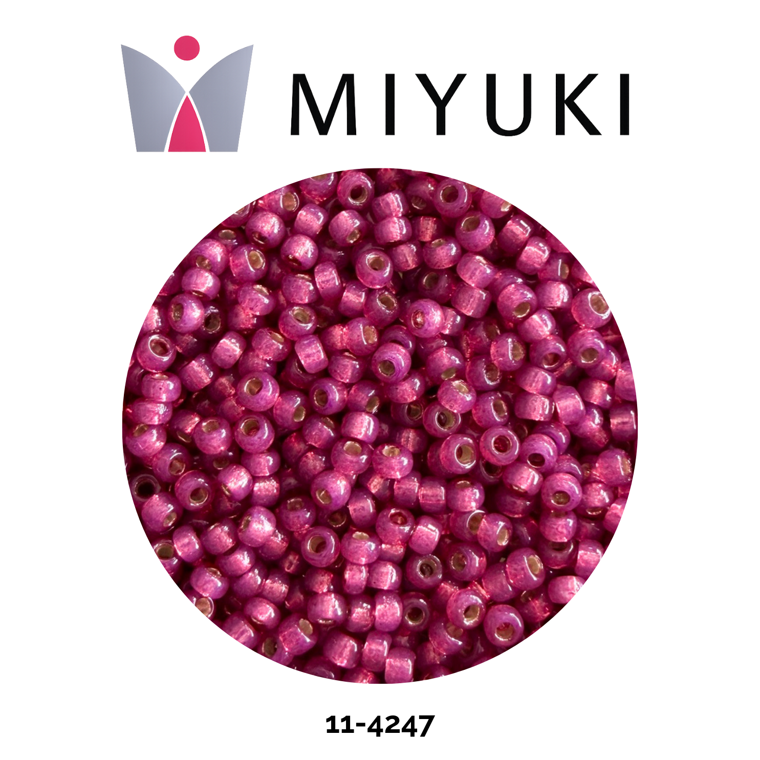 Miyuki Rocalla 11/0 11-4247 Silverlined Dyed Duracoat Peony Pink 10g