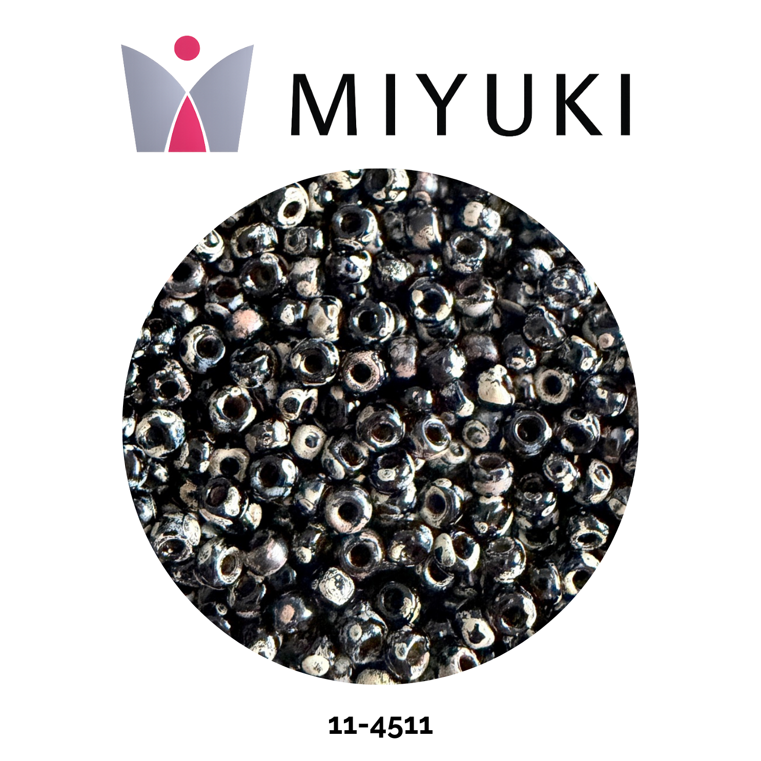 Miyuki Rocalla 11/0 11-4511 Opaque Picasso Black 10g