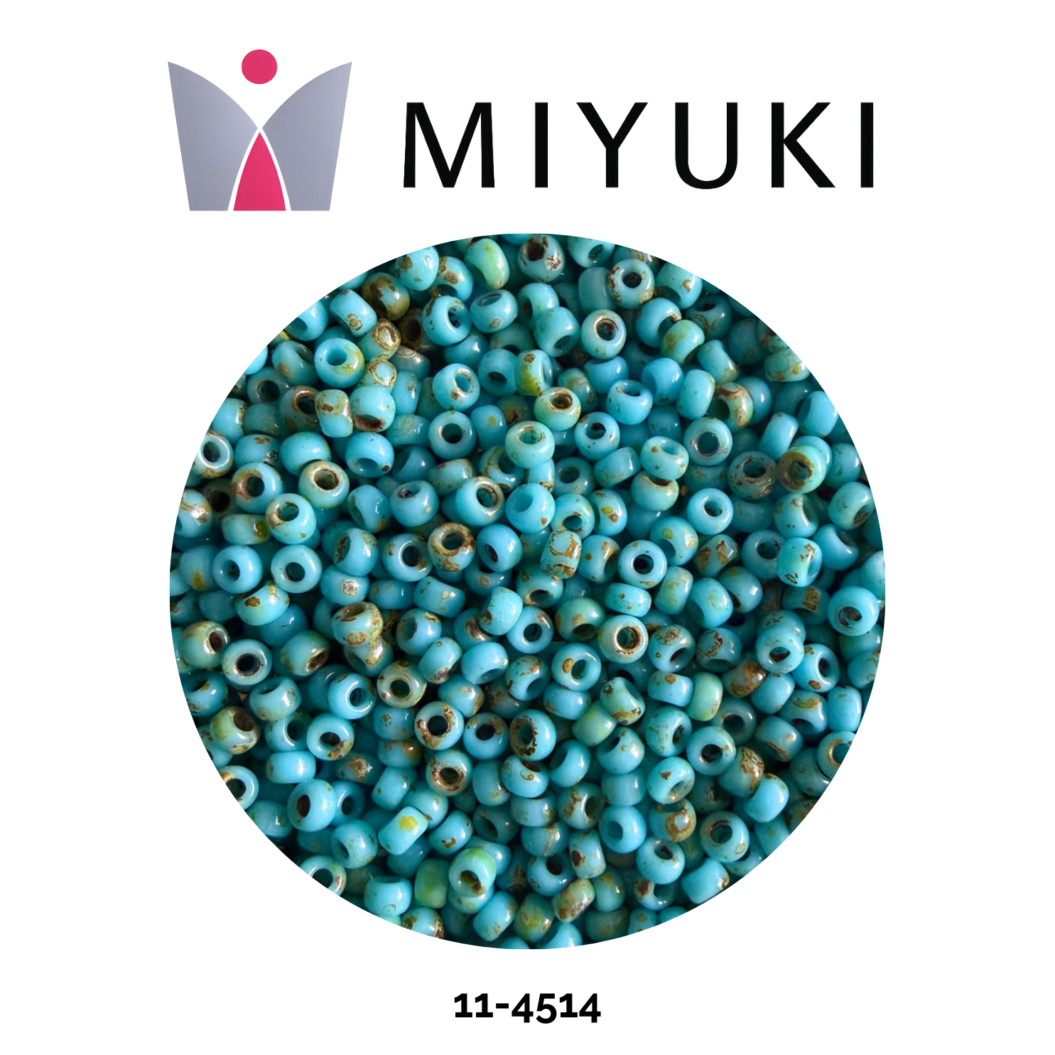 Miyuki Rocalla 11/0 11-4514 Opaque Picasso Turquoise Blue 10g