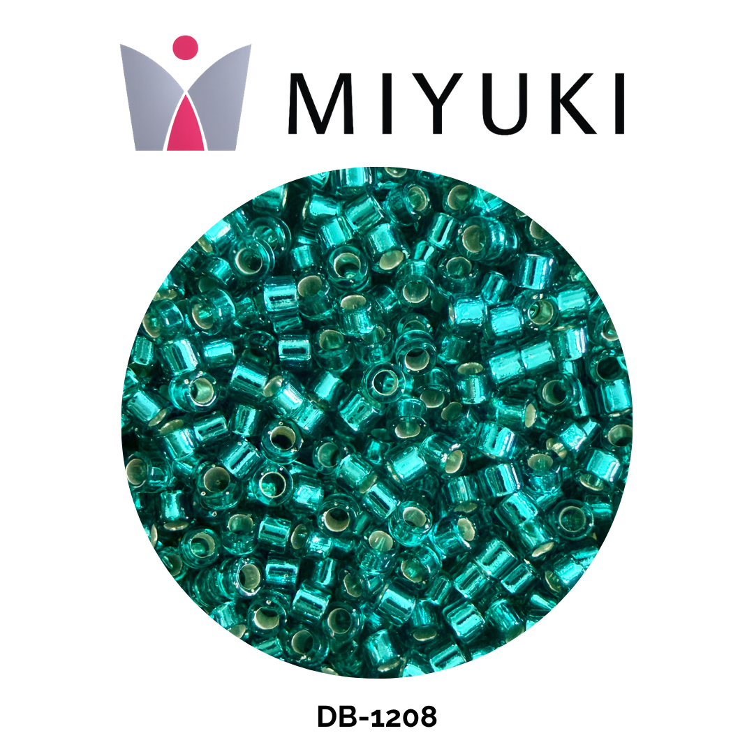 Miyuki Delica 11/0 DB1208 Silverlined Caribbean Teal Green 5g