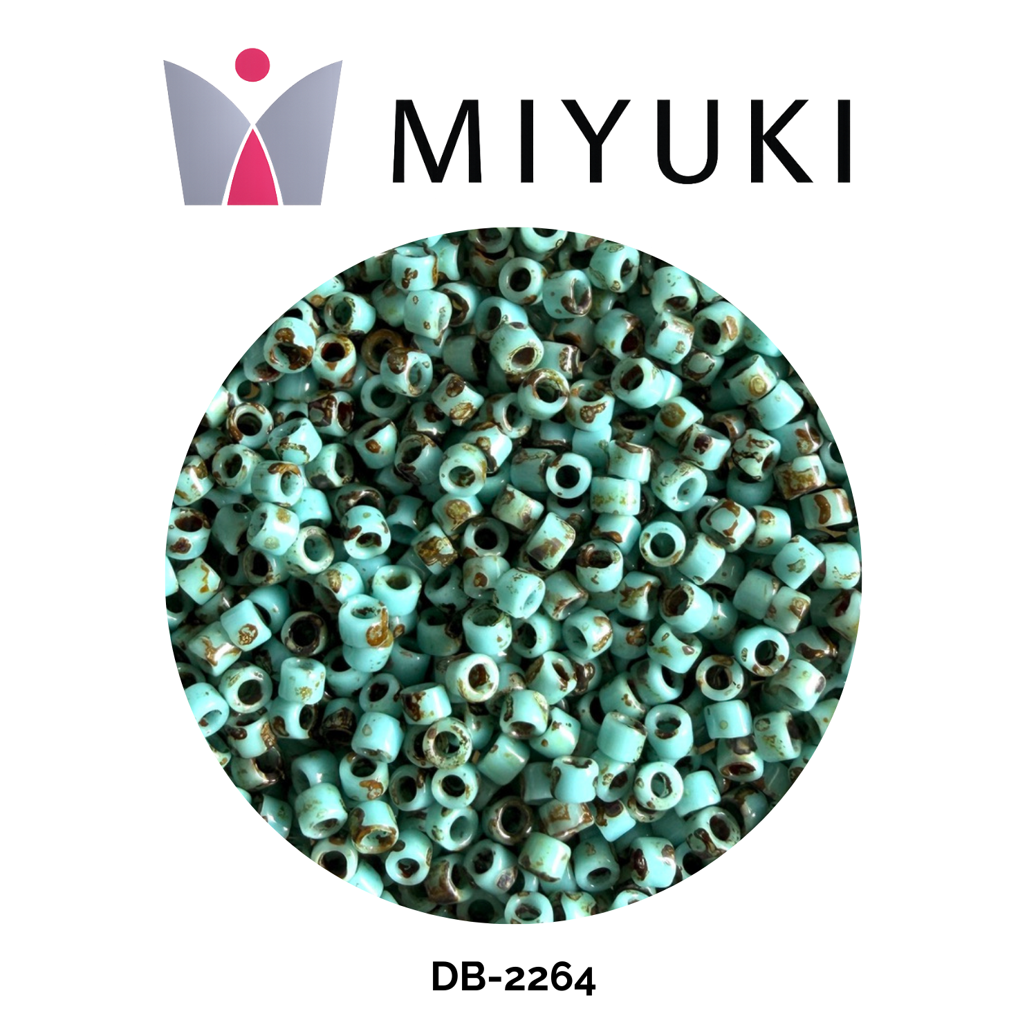 Miyuki Delica 11/0 DB2264 Opaque Picasso Turquoise Blue 5g