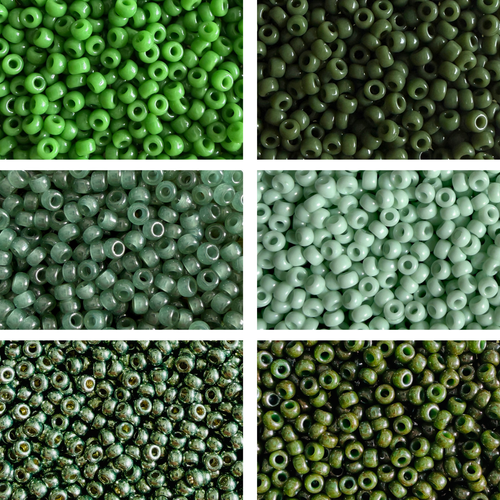 Kit Miyuki Rocalla 11/0 Verde Natural 6 Colores