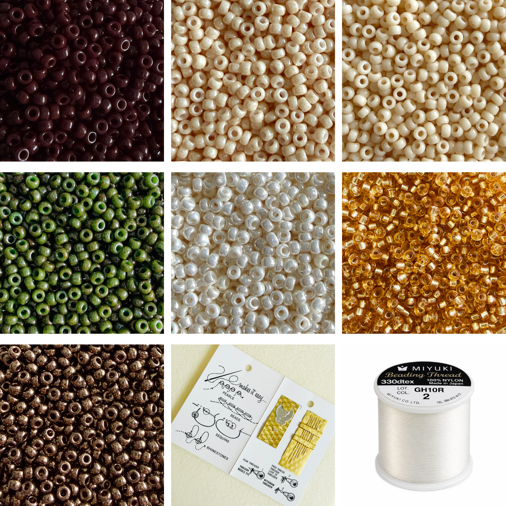 Kit Miyuki Rocallas 11/0 Colores Tierra & Boho  | 7 Colores + Hilo + Agujas