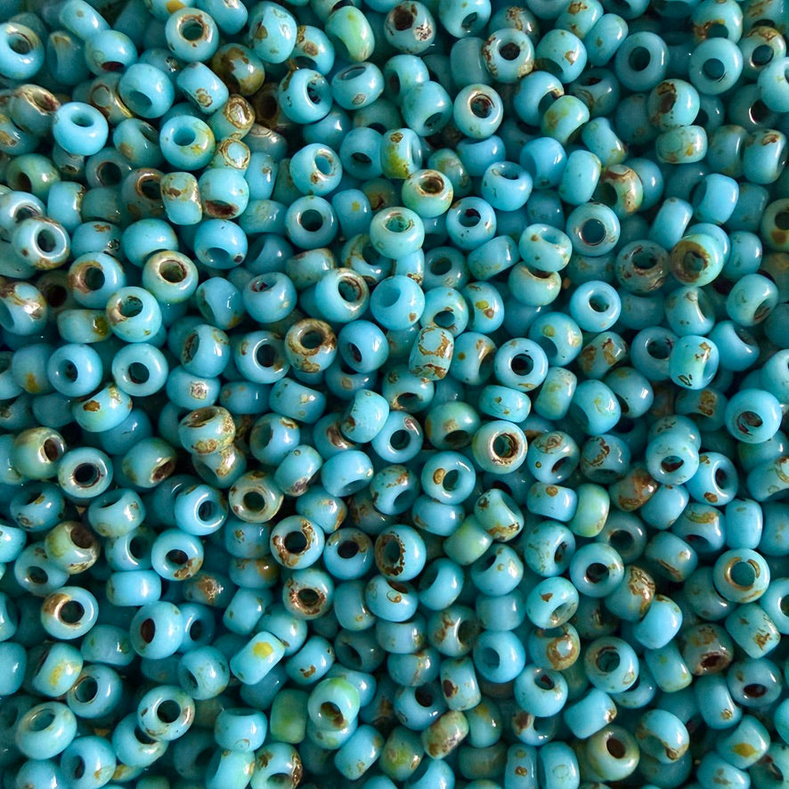 Miyuki Rocalla 11/0 11-4514 Opaque Picasso Turquoise Blue